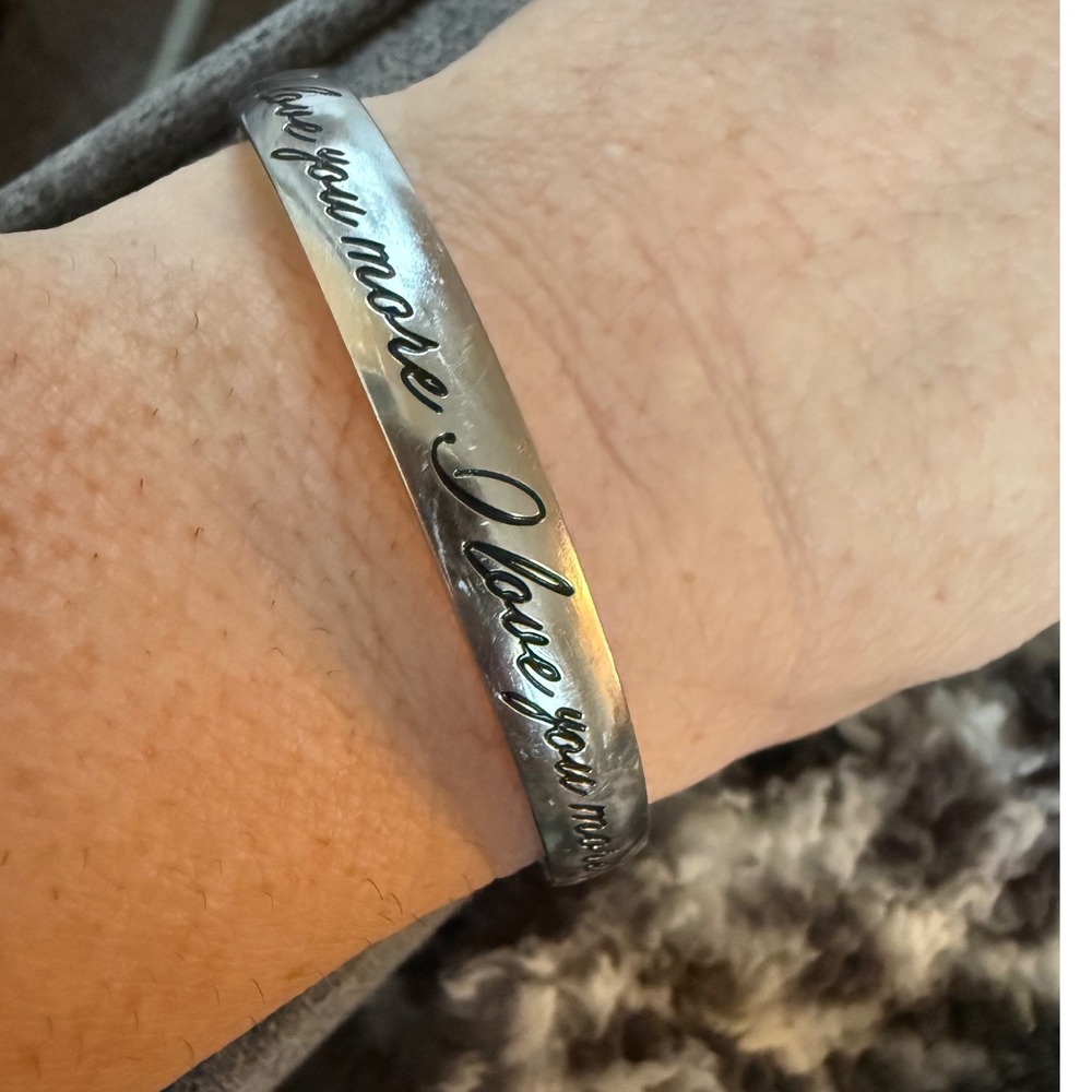 HMK LIC VTG Stainless Steel Cuff I Love You More Engraved Statement Bangle